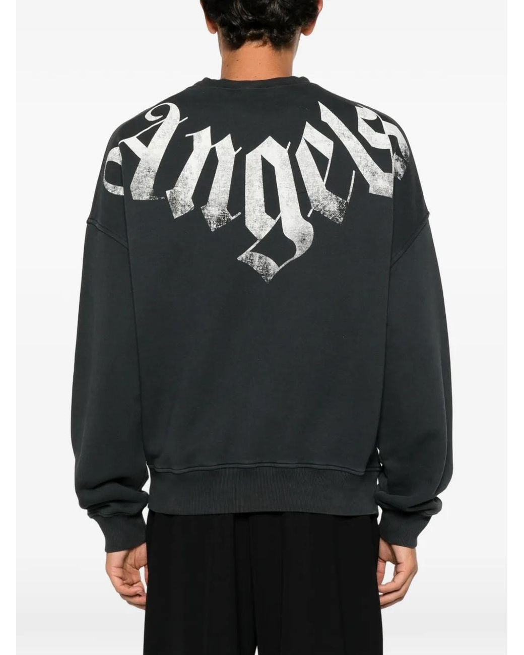 Palm Angels Black Big Neck Logo Loose-Fit Sweatshirt for men