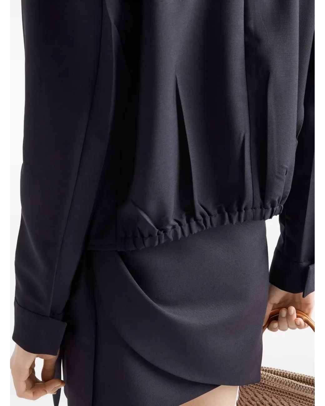 Prada Blue Kid Mohair Bomber Jacket