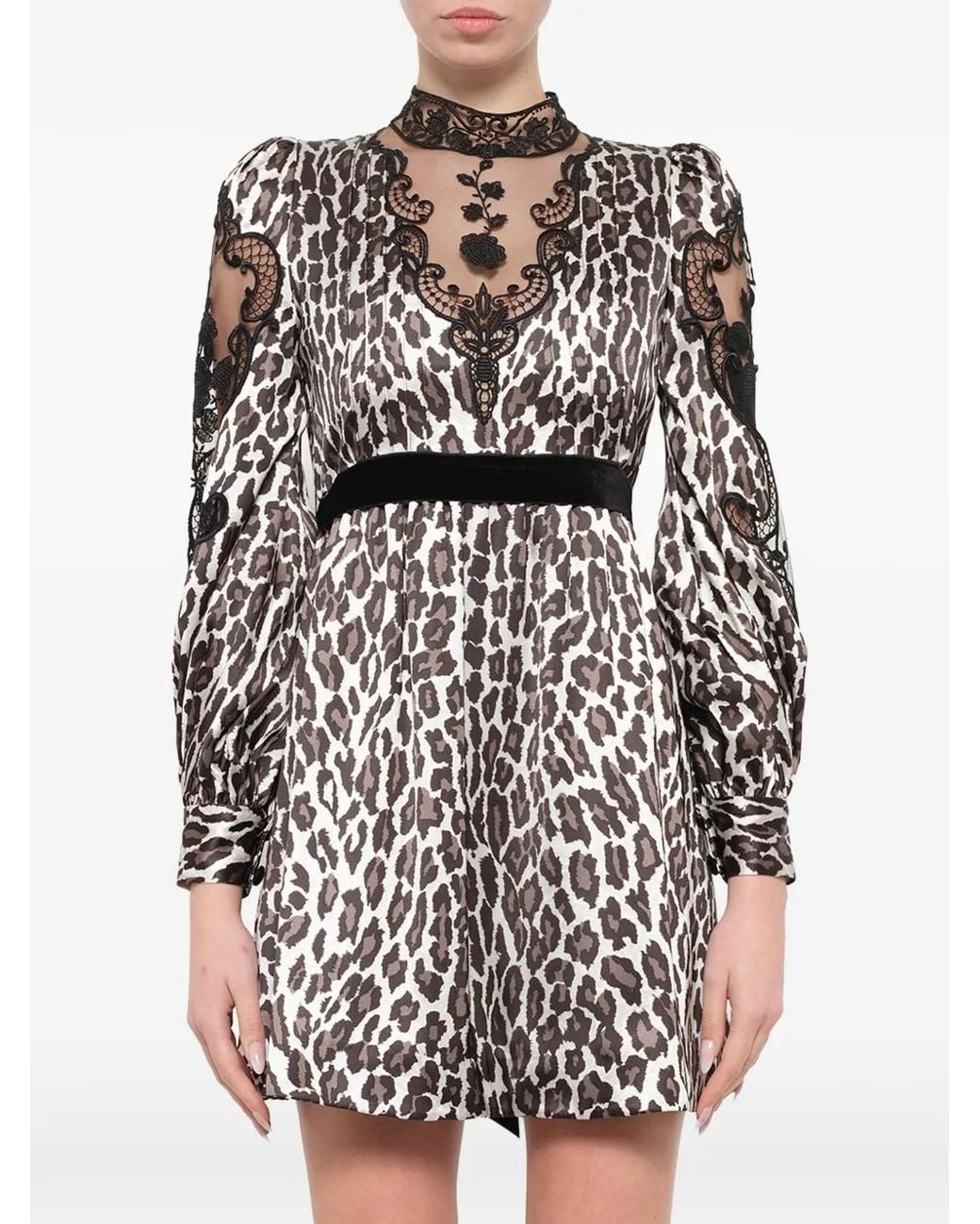Marc Jacobs Natural Leopard-Print Lace-Panel Minidress