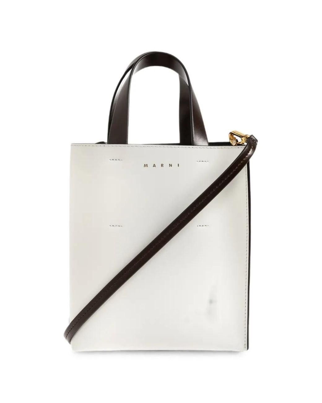 Marni White Mini Cabas Museo En Cuir