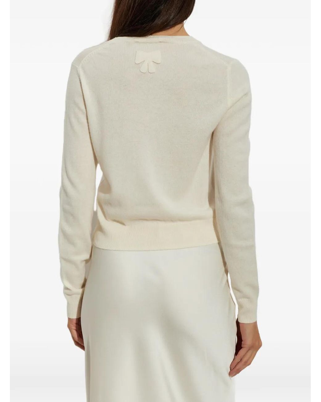 LoveShackFancy White Mingley Pullover Mit Spitzenschleife