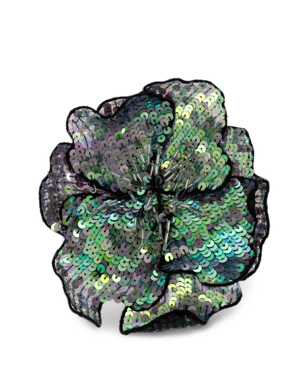 Forte_forte Green Sequin-Embellished Floral Brooch