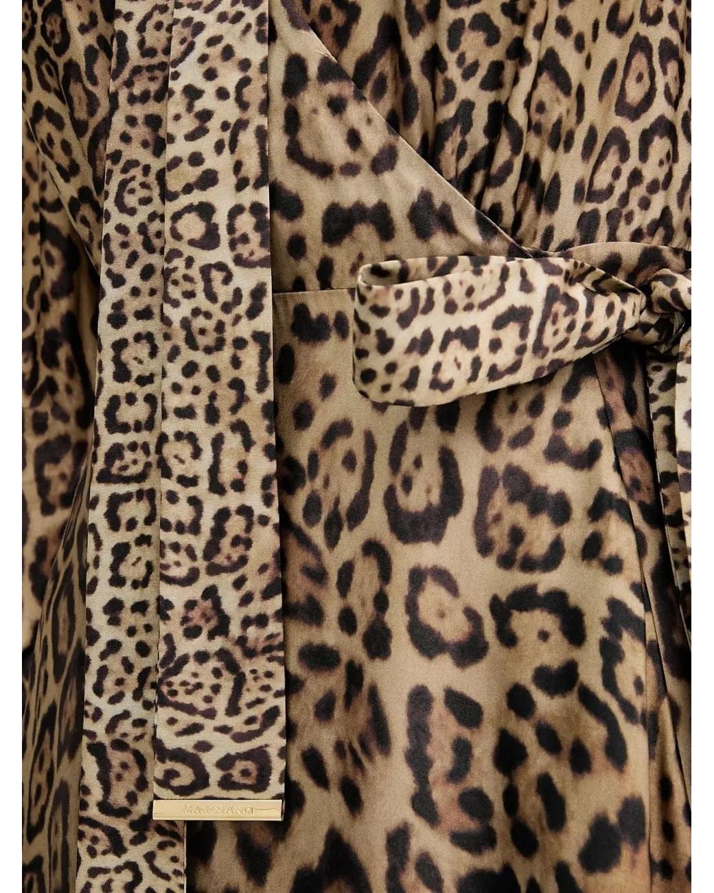 MARCIANO BY GUESS Brown Tie-Neck Leopard-Print Mini Dress