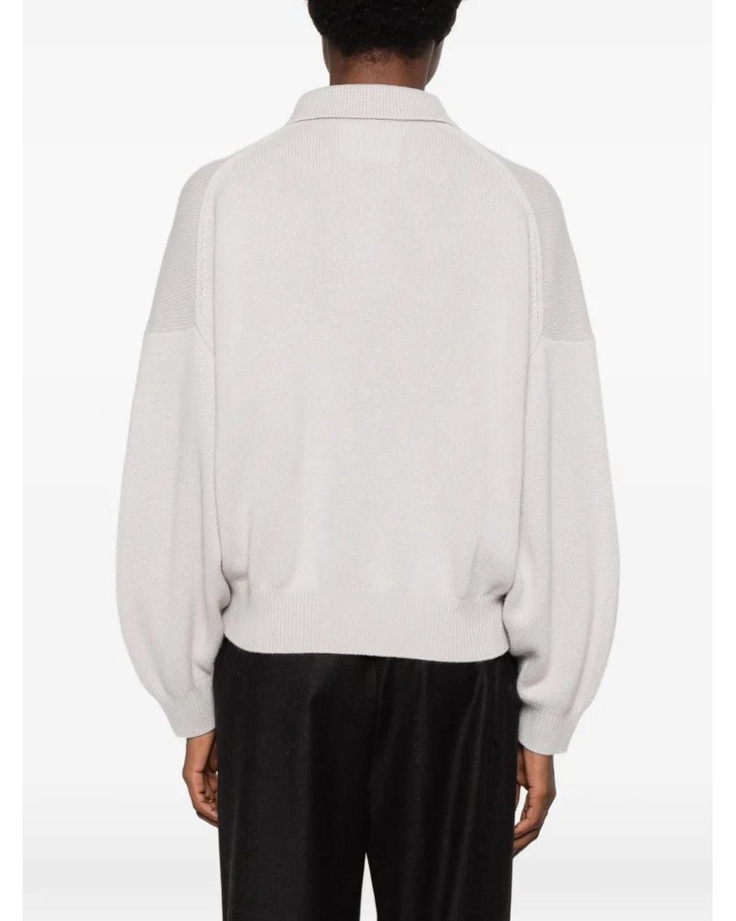 Lisa Yang White Polo-Collar Sweater