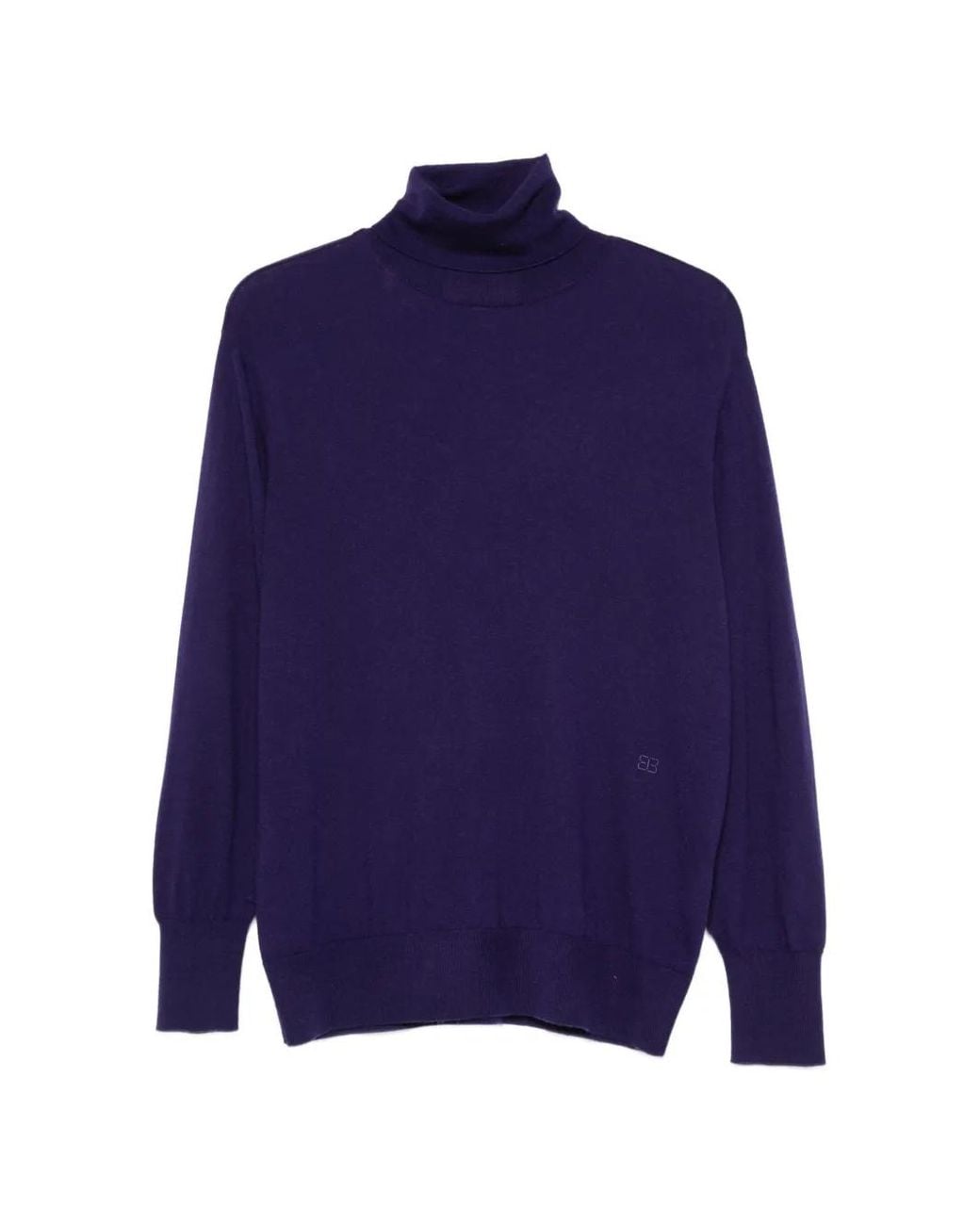 Bompard Blue Turtleneck Sleeve-Vent Sweater