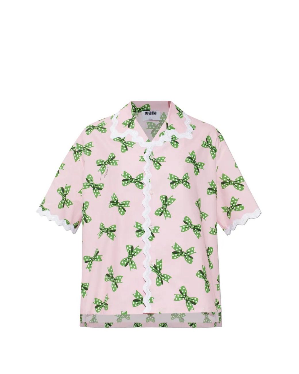 Moschino White Bow-Print Short-Sleeve Shirt