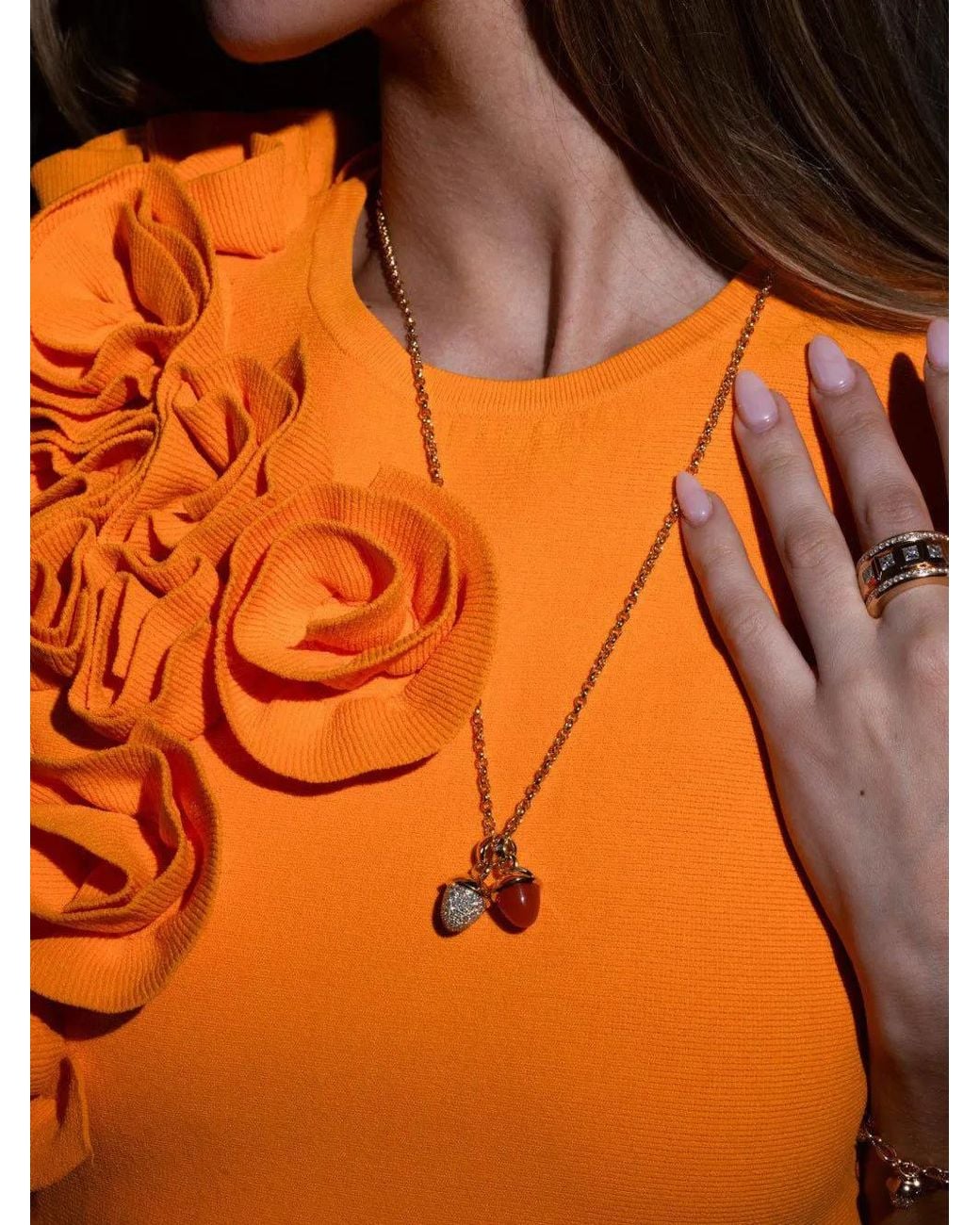 Tamara Comolli Metallic Mikado Carnelian Bouquet Pendant Necklaces