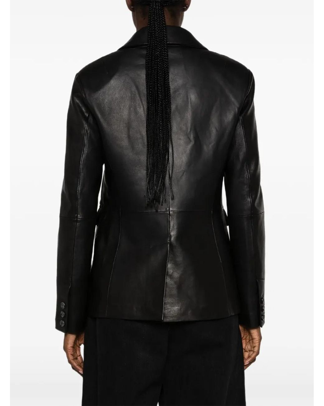 The Jackie Leathers Black Single-Breasted Leather Blazer