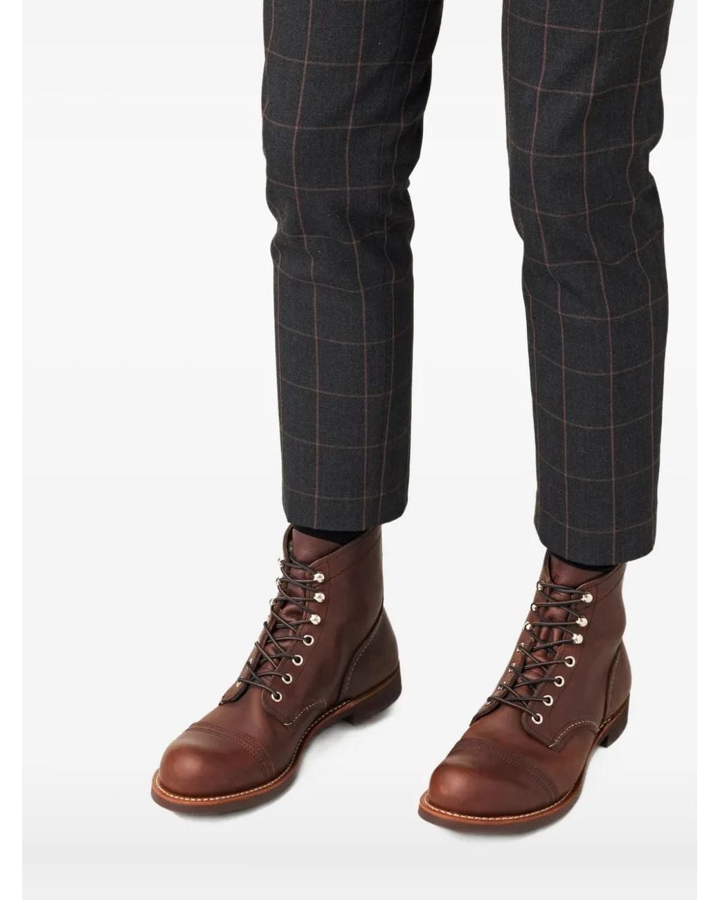 Red Wing Brown Lace-Up Leather Biker Boots for men