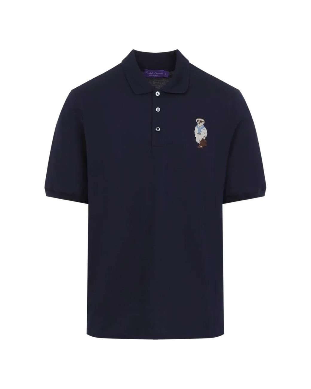 Ralph Lauren Blue Bear-Embroidered Polo Shirt for men