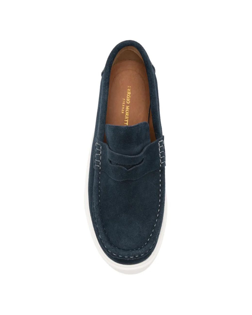 SERGIO MORETTI FIRENZE Blue Suede Loafers for men