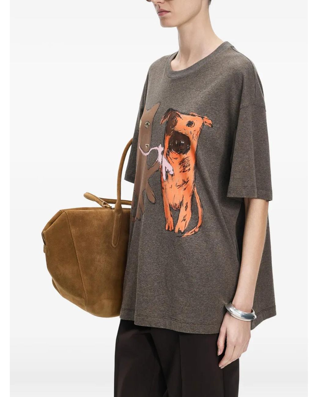JNBY Gray Cat Dog-Print T-Shirt