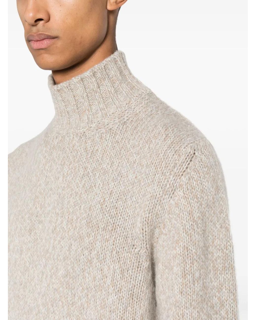 Fedeli White High-Neck Contrasting-Trim Jumper for men