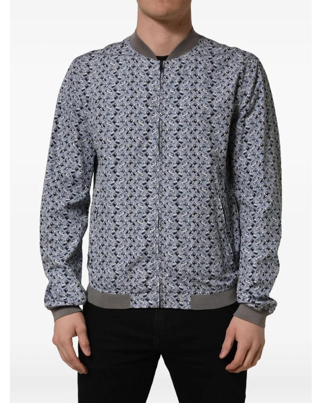 Dolce & Gabbana Gray Car-Print Bomber Jacket for men
