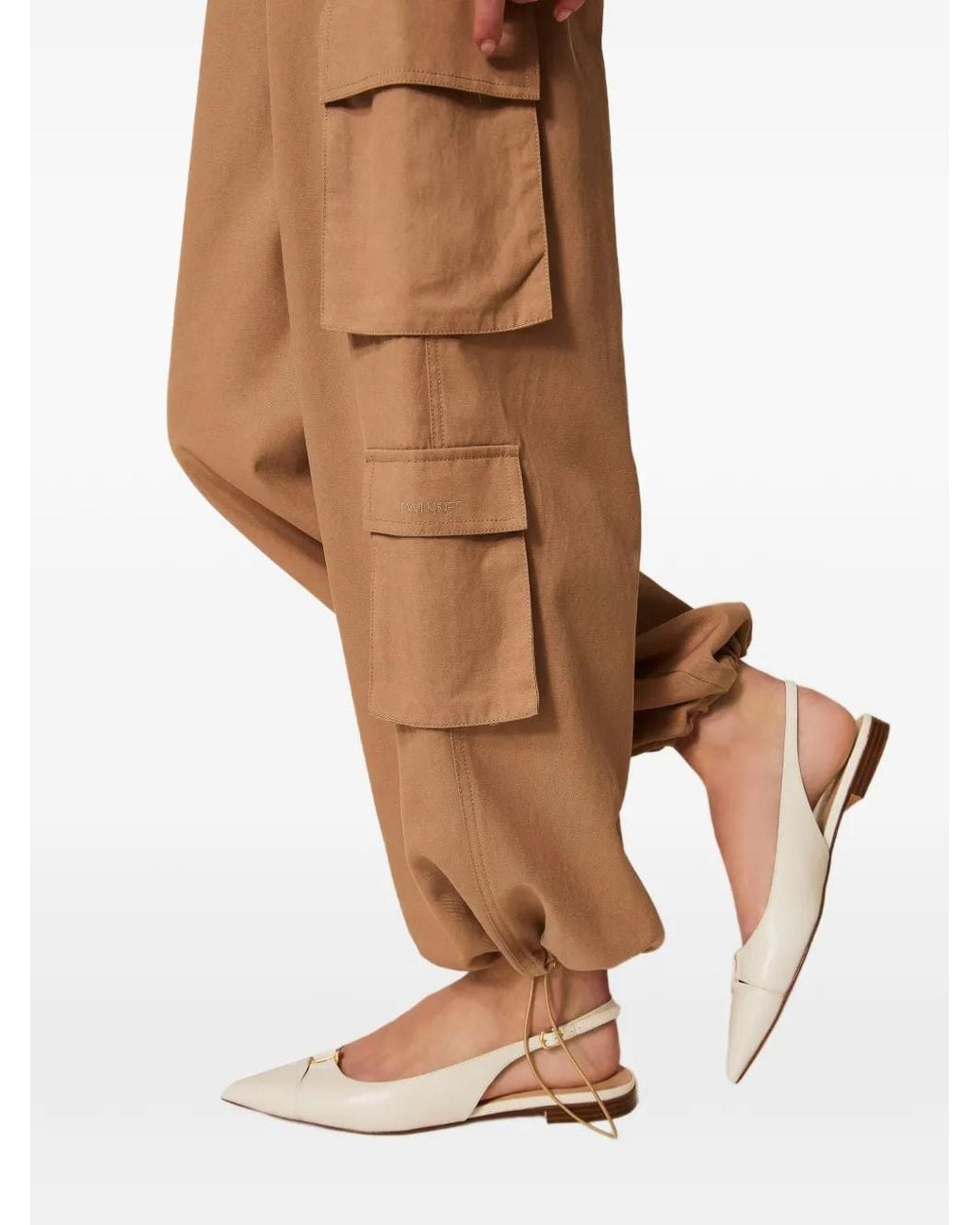 Twinset Natural Lyocell And Cotton Joggers