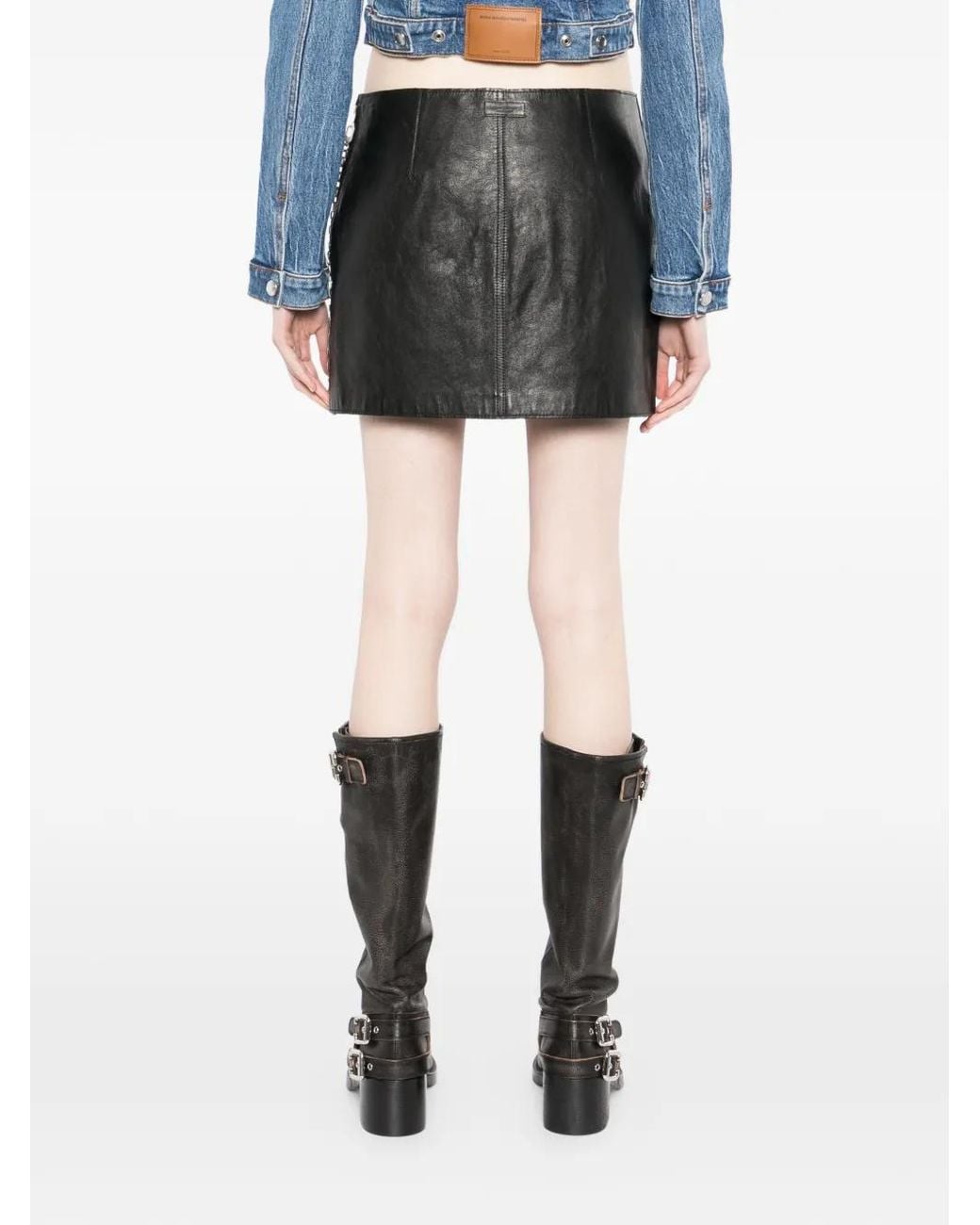 Alexander Wang Black Low-Rise Miniskirt Leather