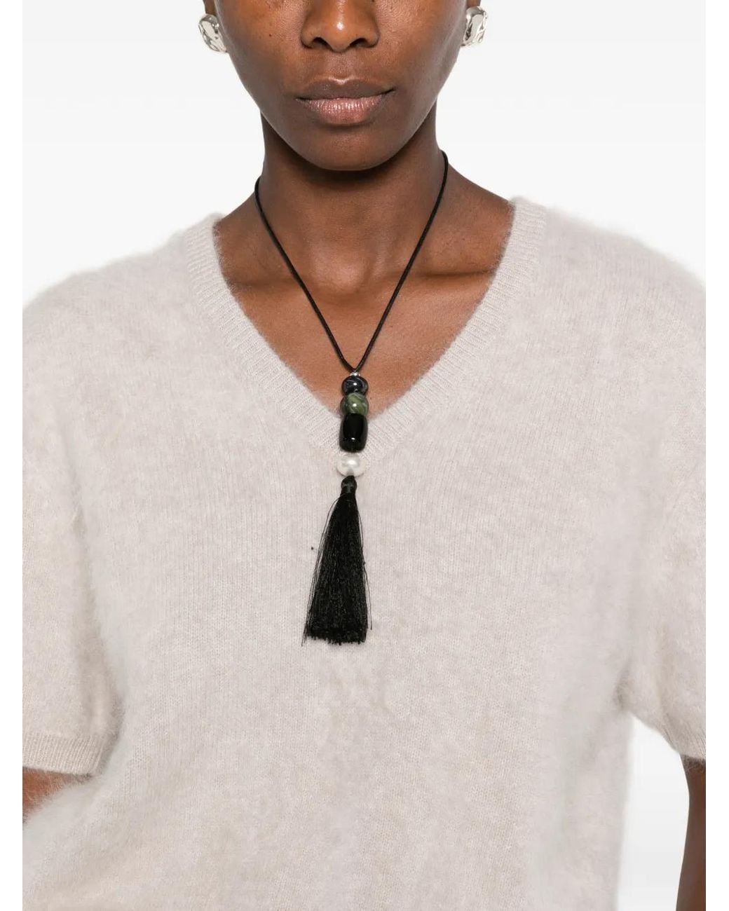Lisa Yang Natural Lovisa Brushed V-Neck Sweater