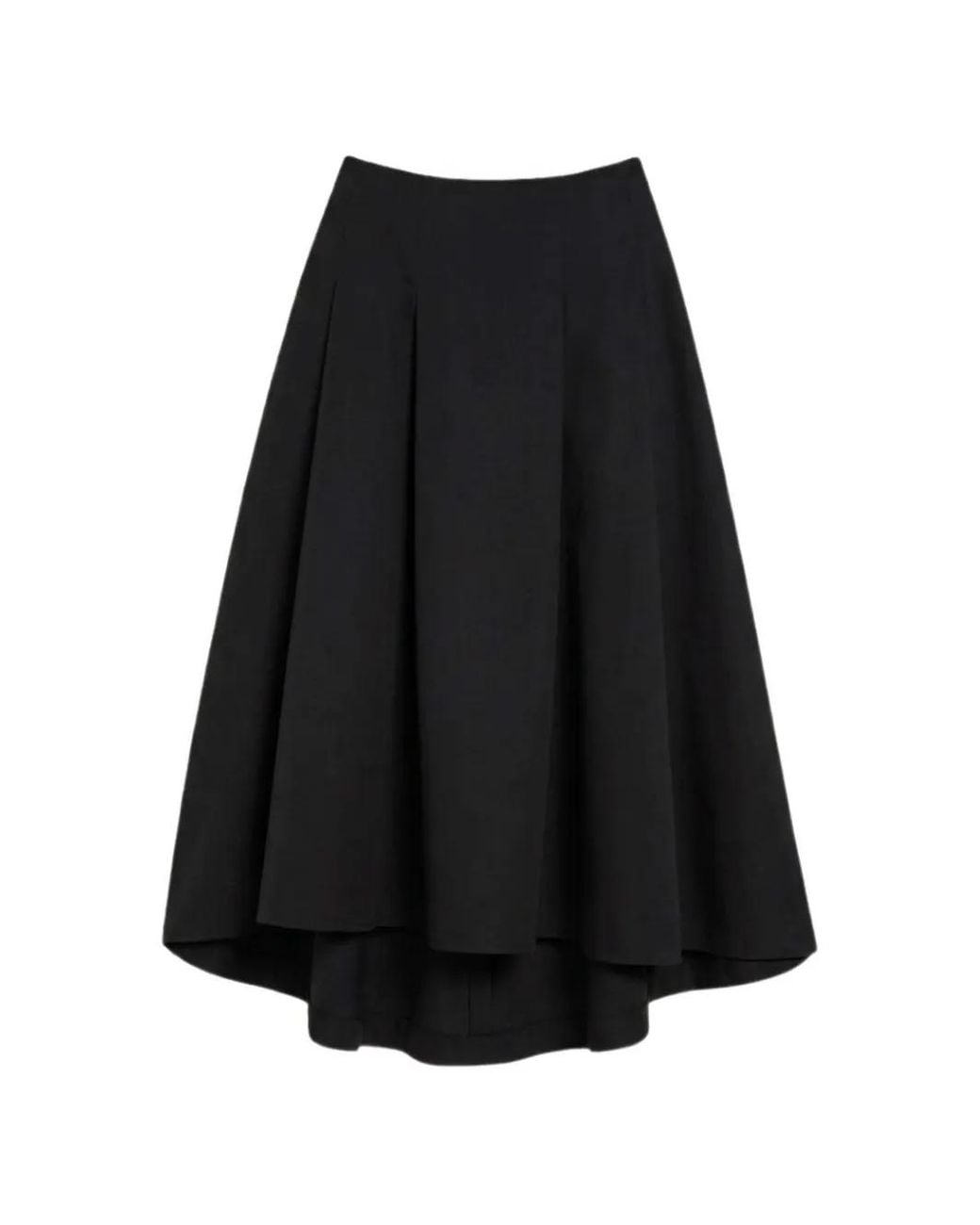 AMI Black Pleated High-Low Skirt