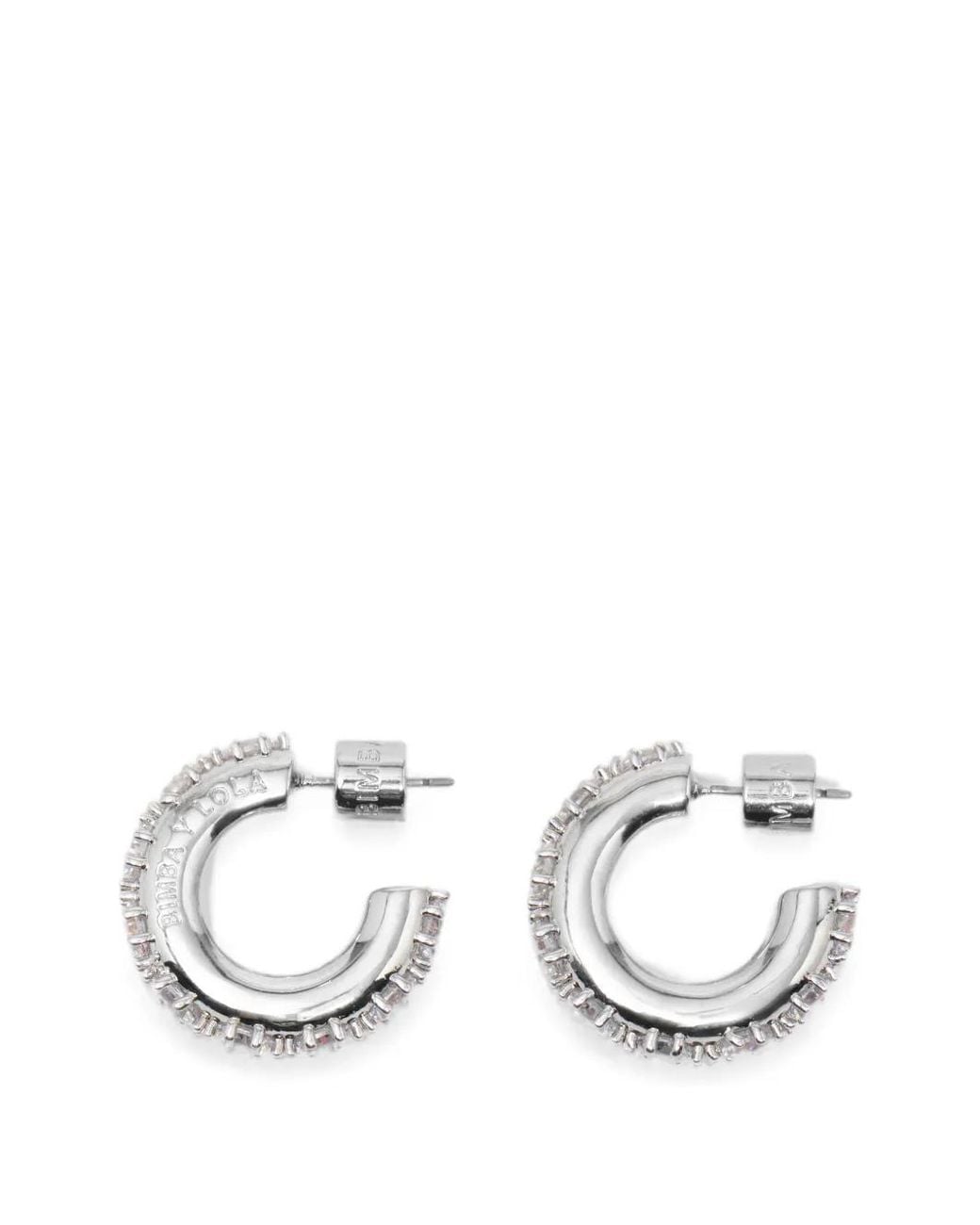 Bimba Y Lola White Crystals Hoop Earrings