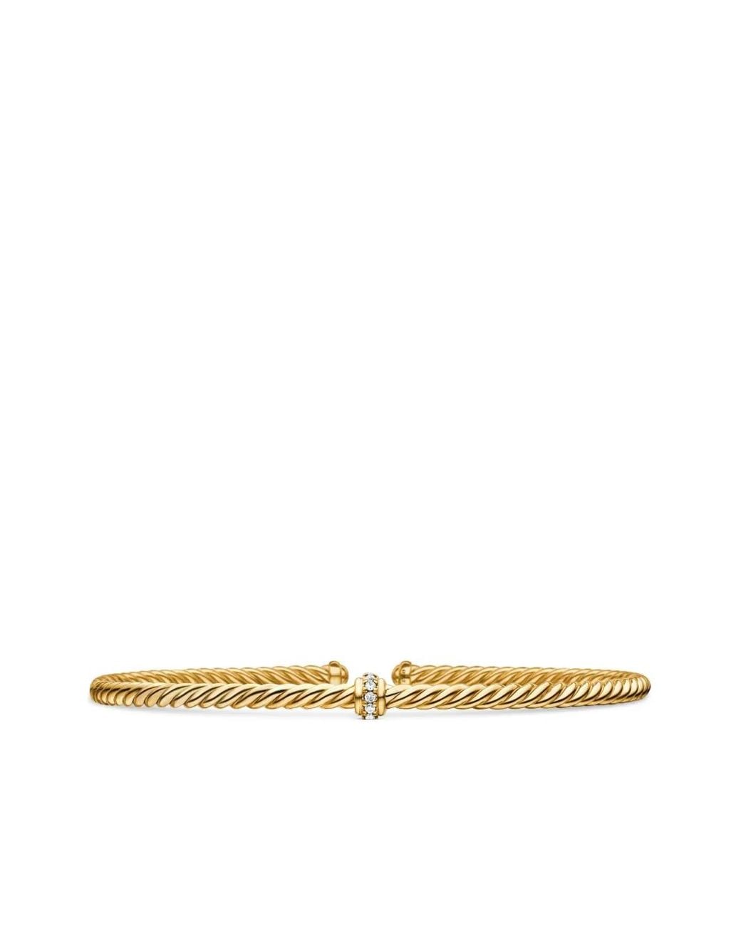 David Yurman White 18kt Yellow Gold Renaissance Center Station Diamond 3mm Bracelet