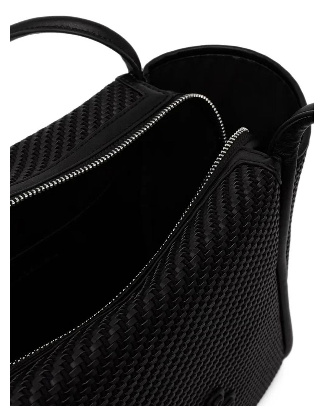 Karl Lagerfeld Black Woven Logo-Patch Tote Bag