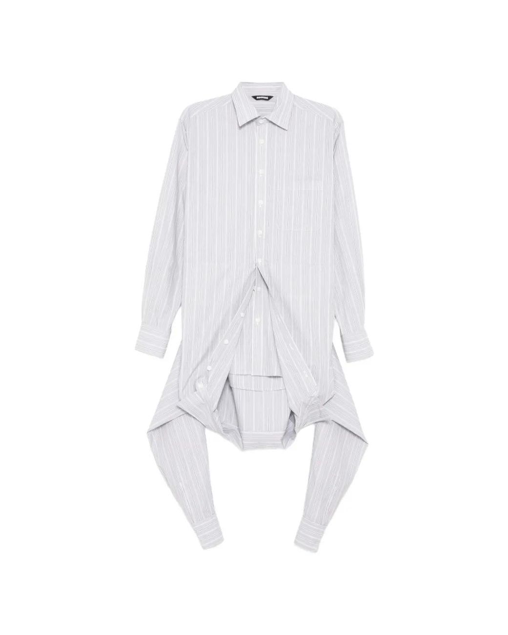 Moohong White Double Sleeve Striped Shirt