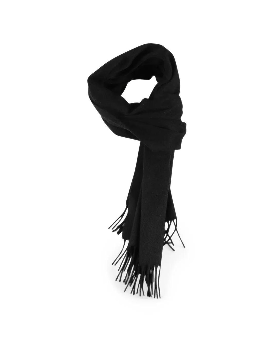 Lardini Black Fringed Cashmere Scarf for men