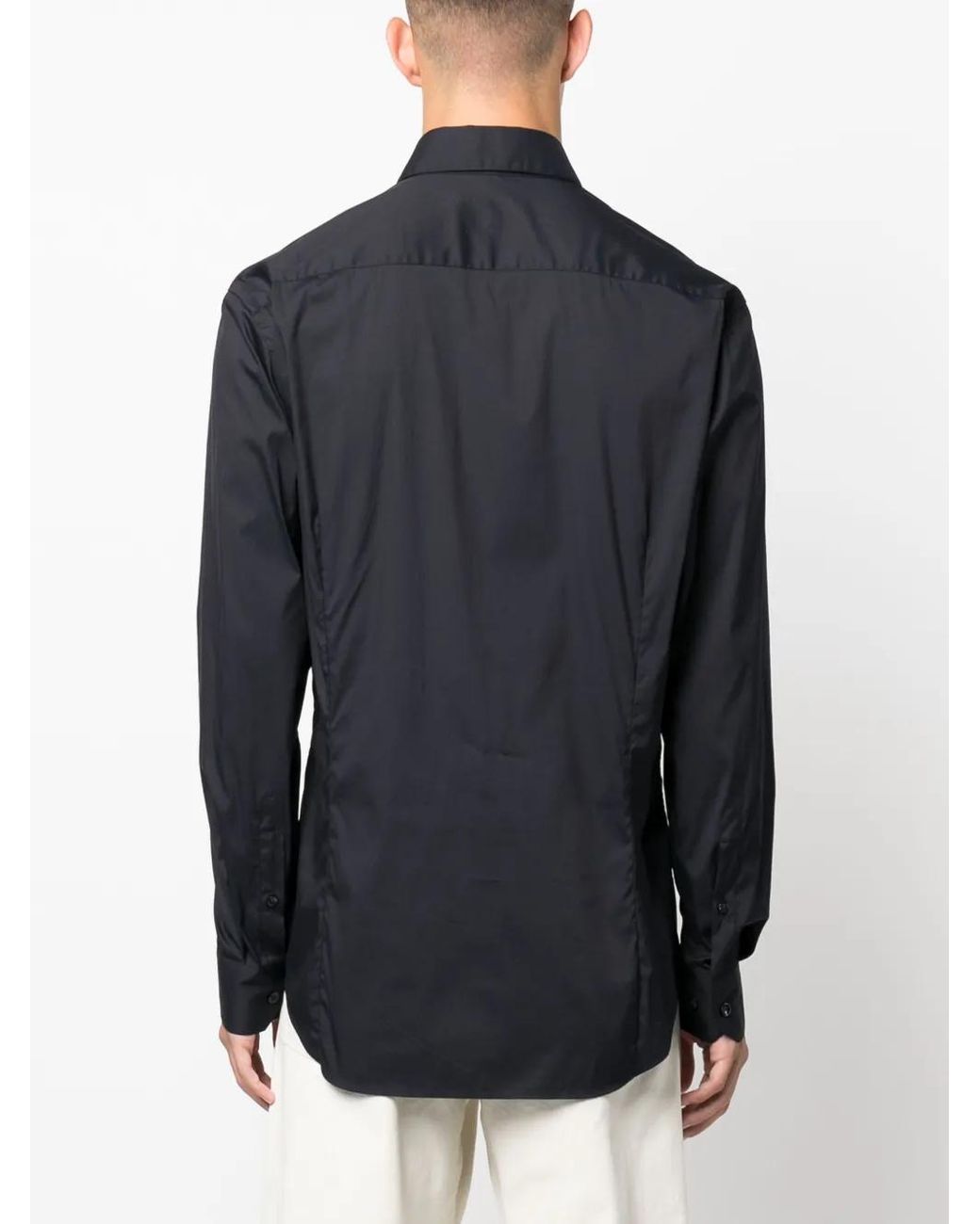 Giorgio Armani Blue Long-Sleeved Button-Up Shirt for men