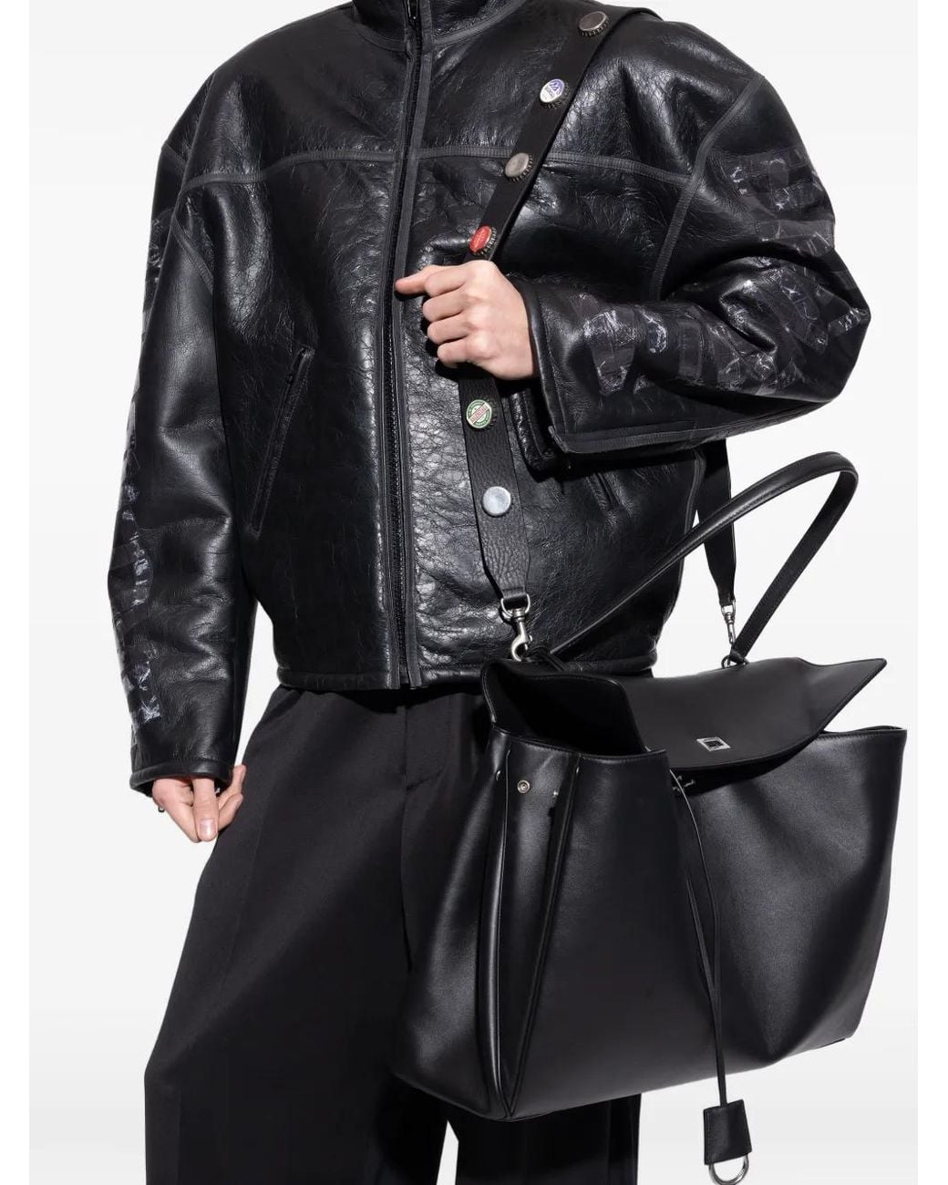 Balenciaga Black Bottle-Cap-Embellished Bag Strap