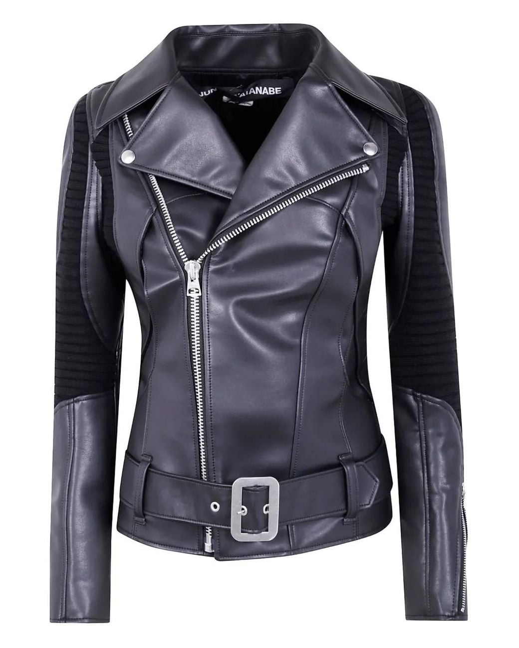 Junya Watanabe Black Buckle-Detail Biker Jacket