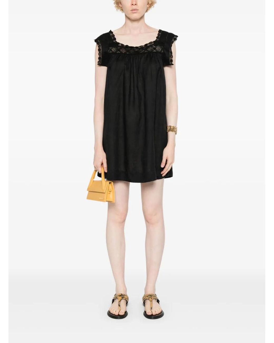 Doen Almadia Lace-Trim Dress in Black | Lyst