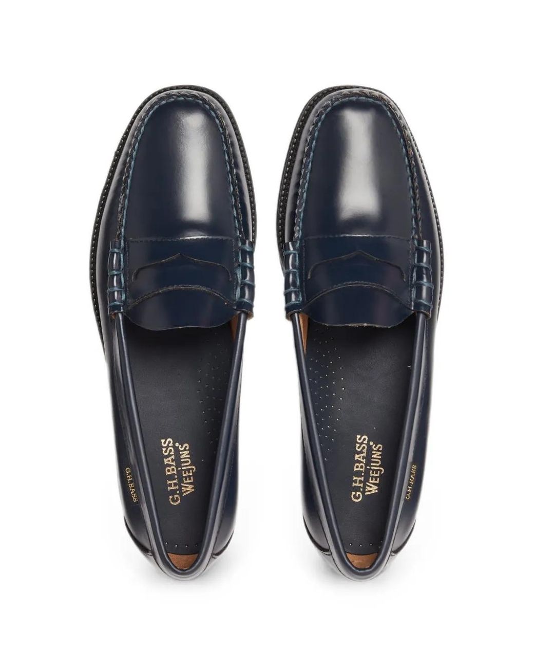 G.H.BASS Blue Mocassins Weejuns Larson Flag for men