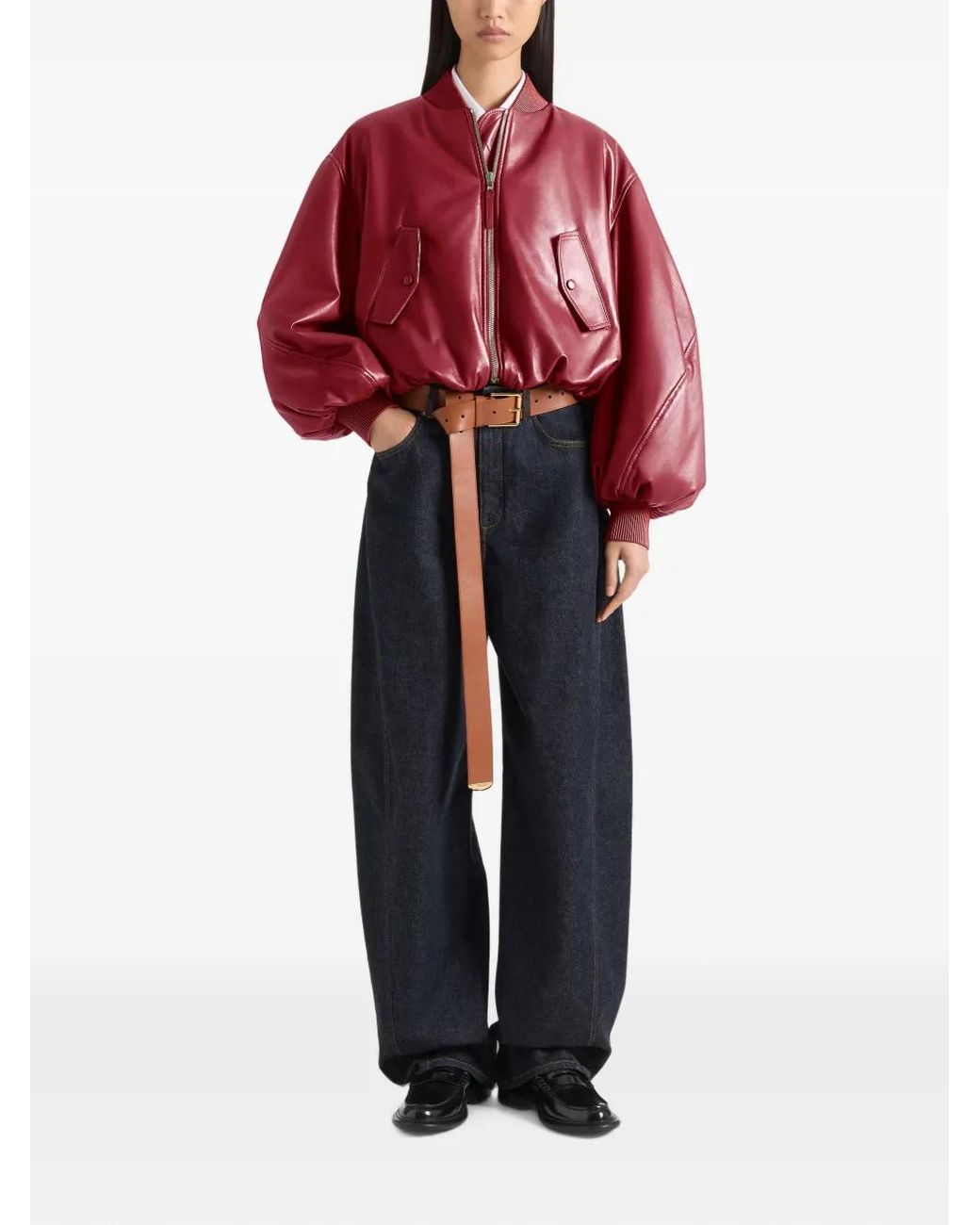 Givenchy Red Cropped Cocoon Bomber