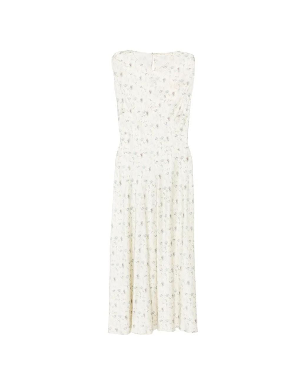 Doen White Adelana Floral-Print Midi Dress