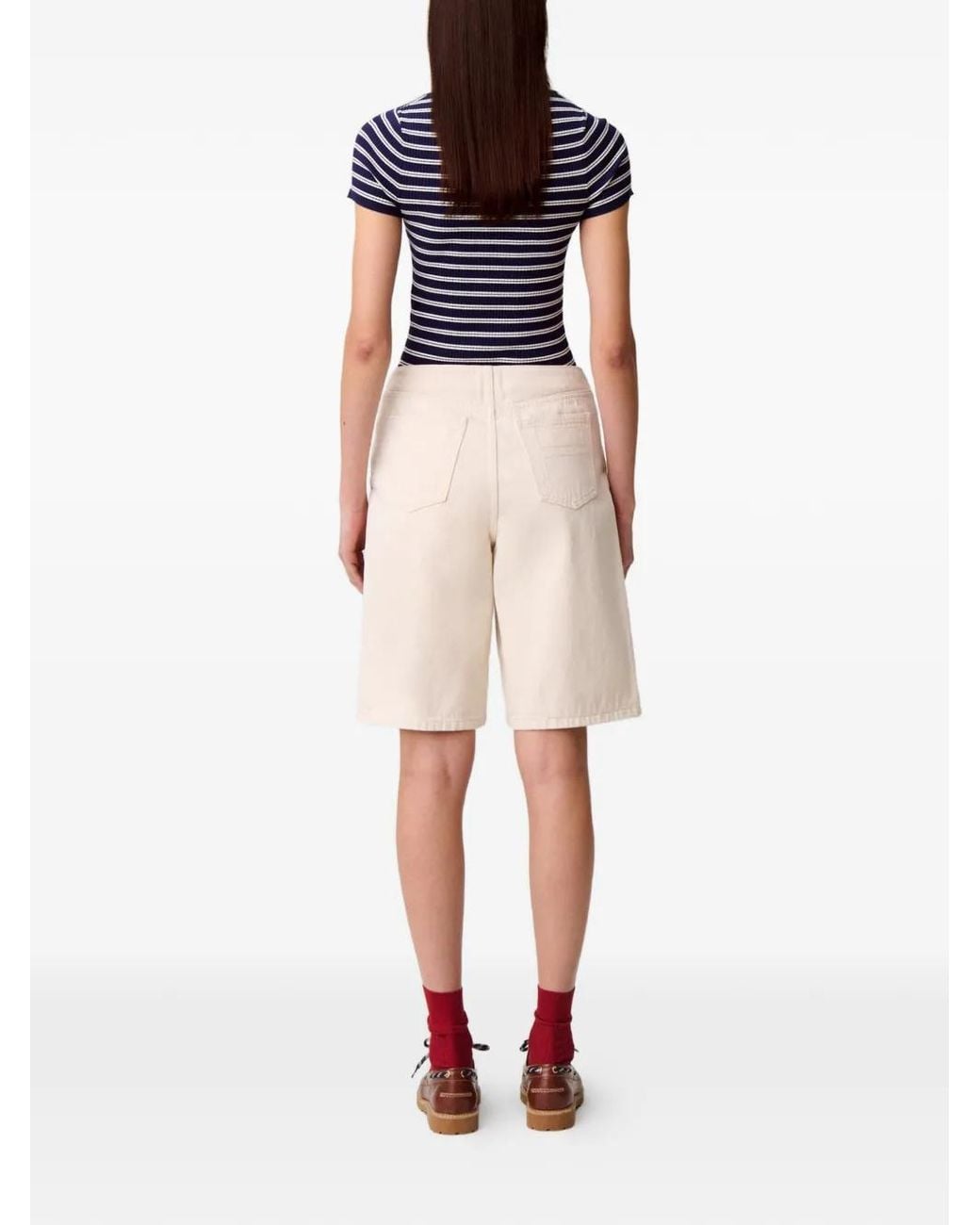 Claudie Pierlot White Ecru Denim Bermuda Shorts
