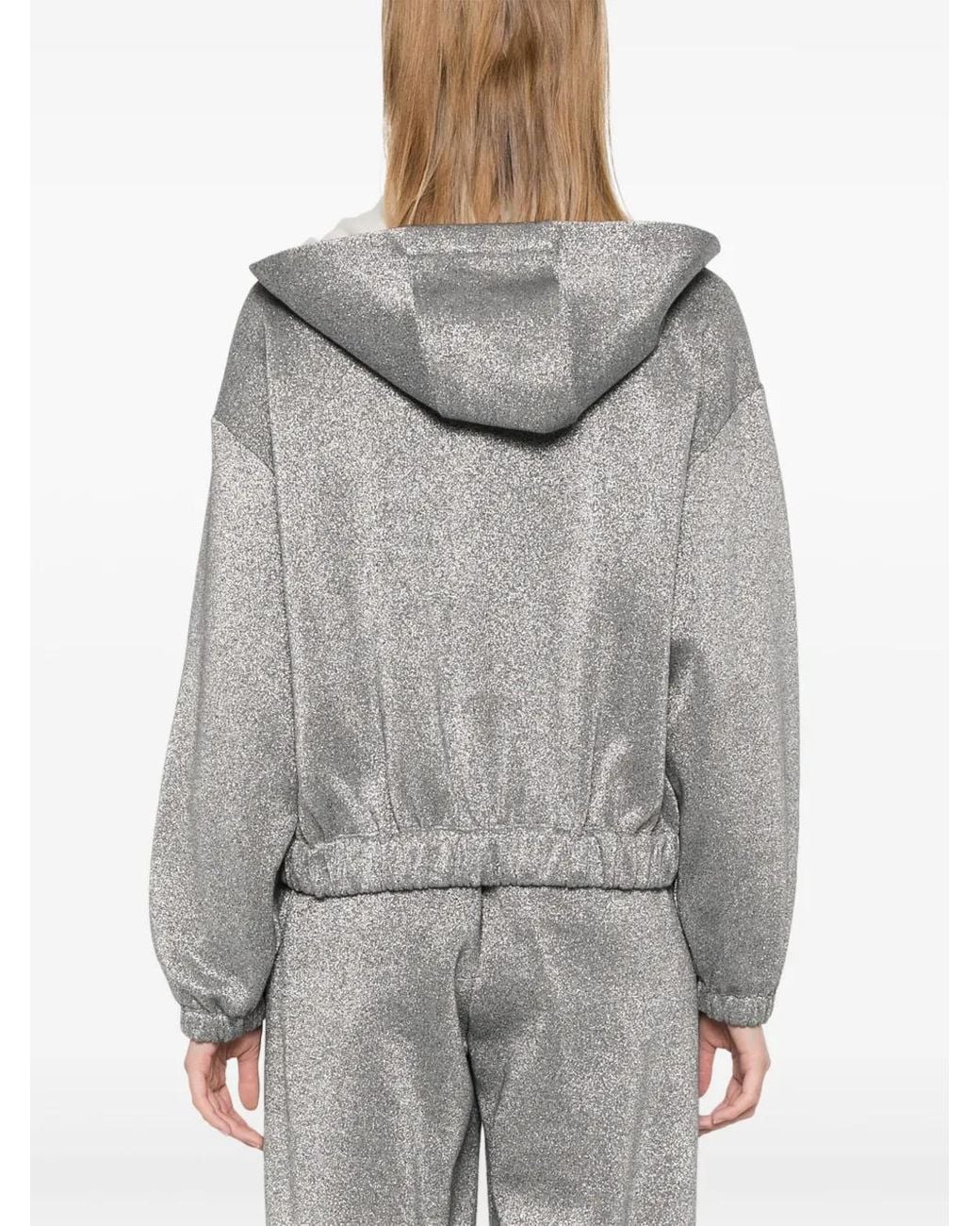Peserico Gray Metallic-Effect Hoodie