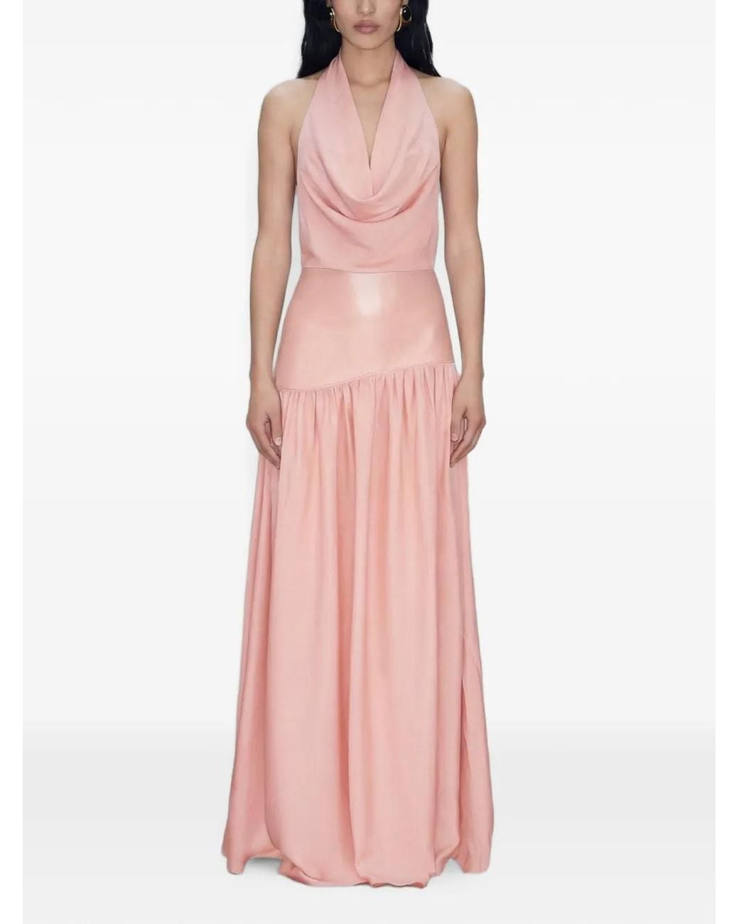 ATOIR Pink Cowl-Neck Gathered Dress