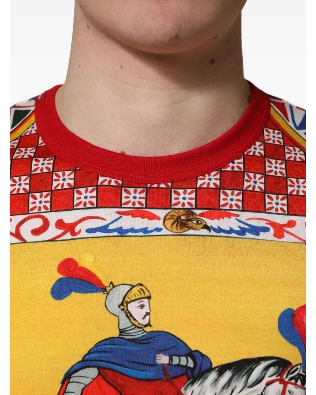 Dolce & Gabbana Red Carretto-Print T-Shirt for men