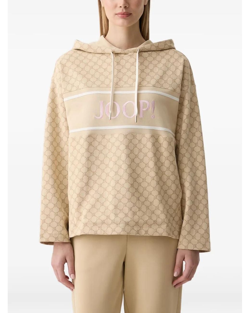 Joop! Natural Logo-Embroidered Monogram-Print Hoodie