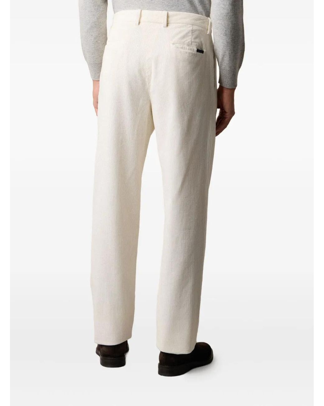 Brooks Brothers White Pleated-Front Corduroy Trousers for men