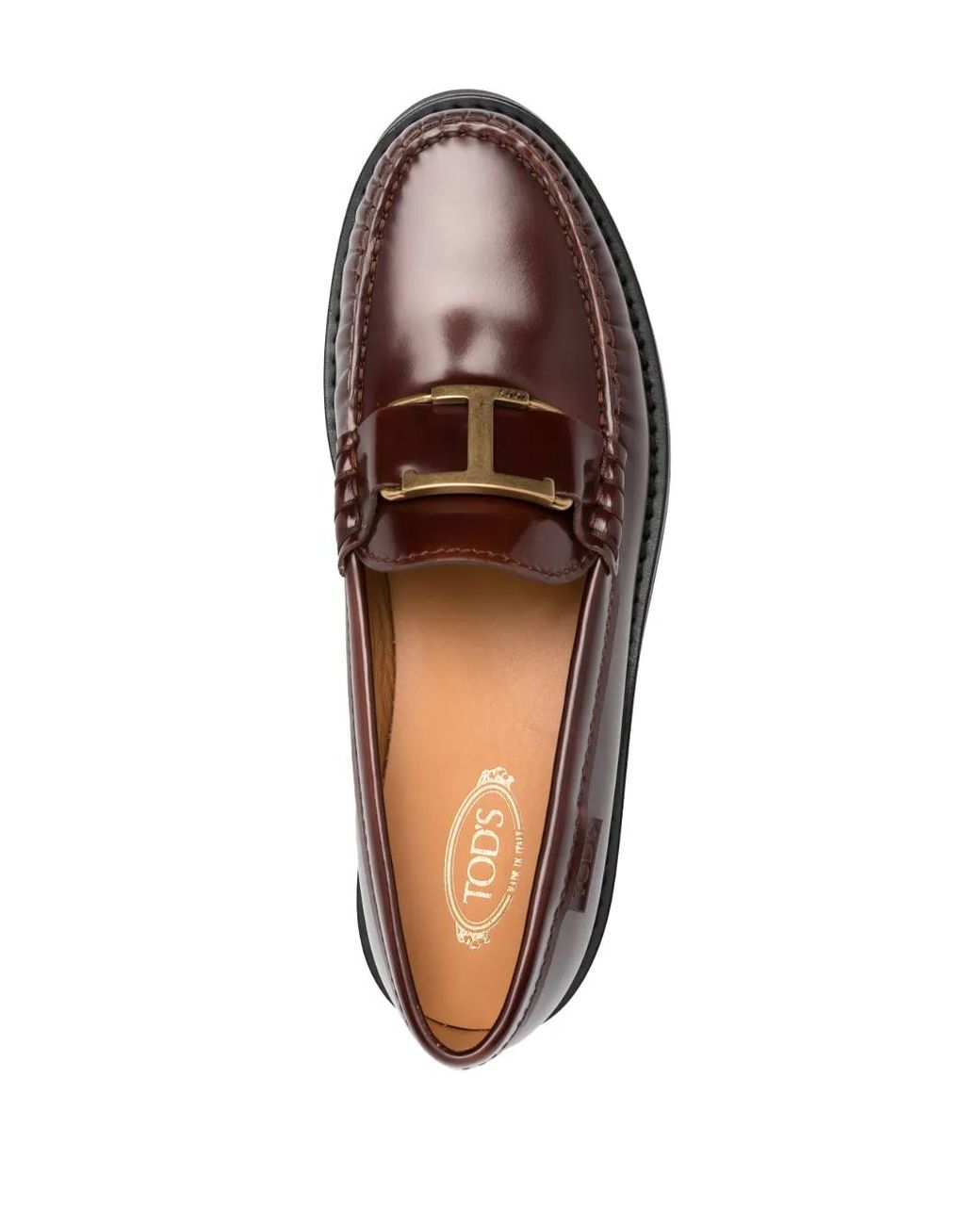 Tod's Brown Logo-Buckle Leather Loafers