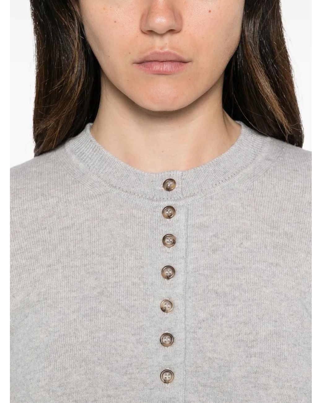 Alpha Studio Gray Button-Up Crew-Neck Cardigan