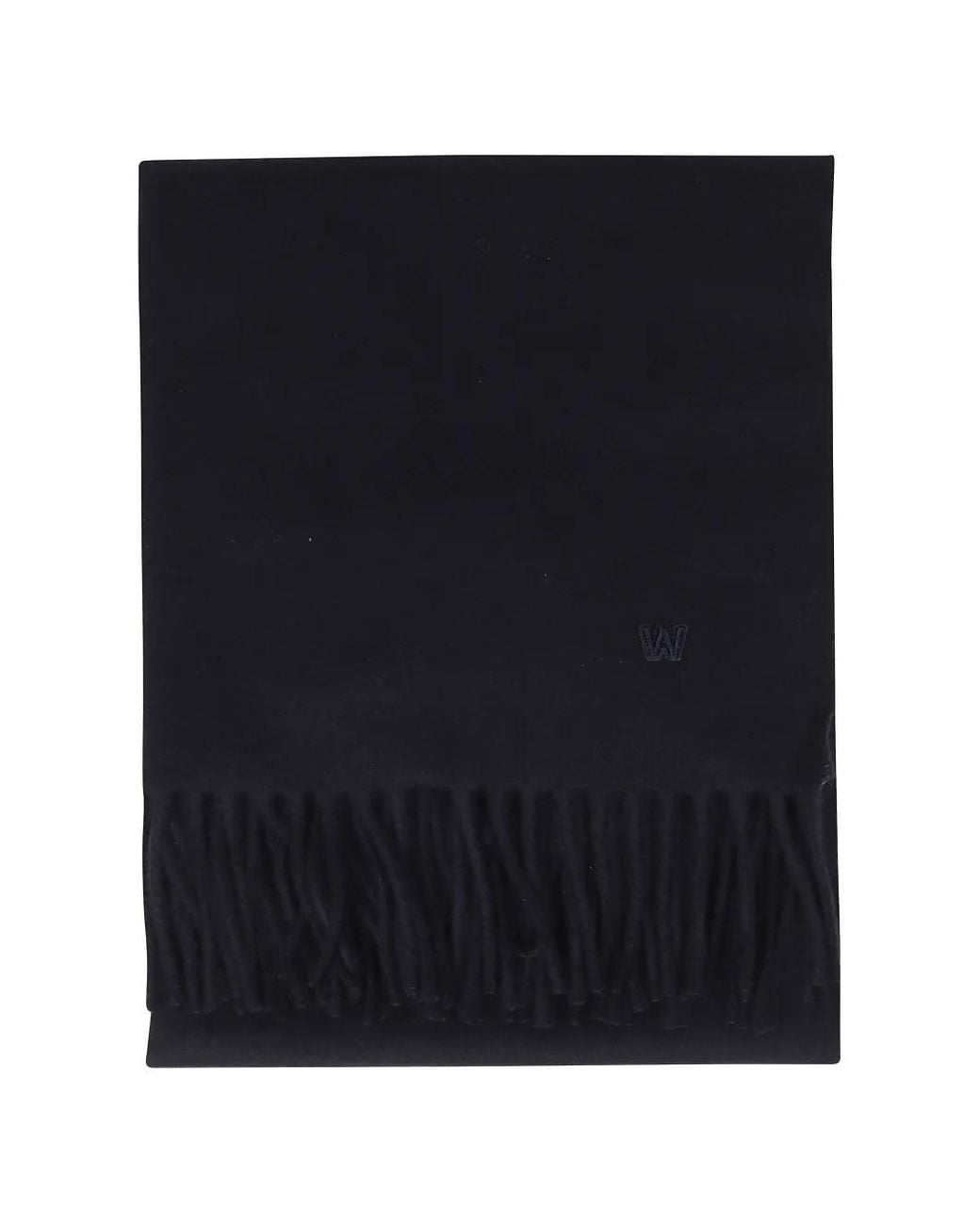 Weekend by Maxmara Black Fringed-Hem Logo-Embroidered Scarf