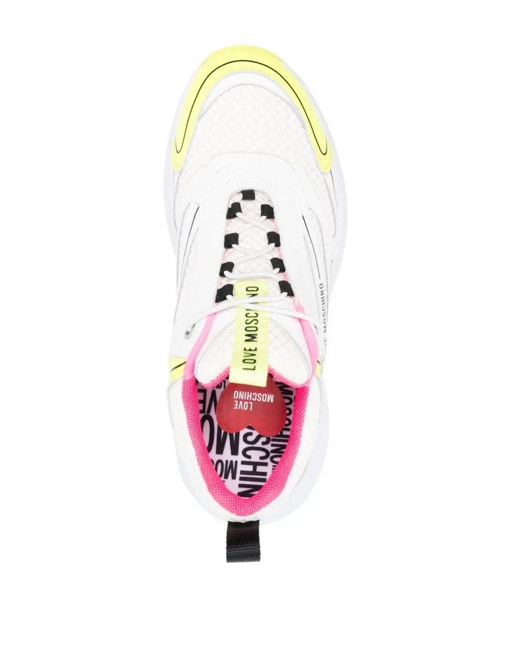 Love Moschino White Logo-Print Panelled Mesh Sneakers