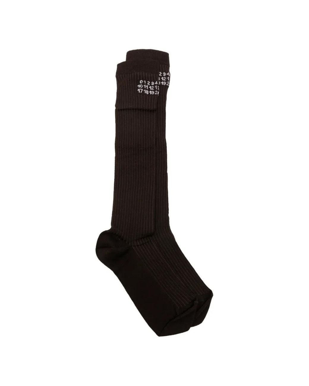 MM6 by Maison Margiela Black Logo-Print Ribbed Socks