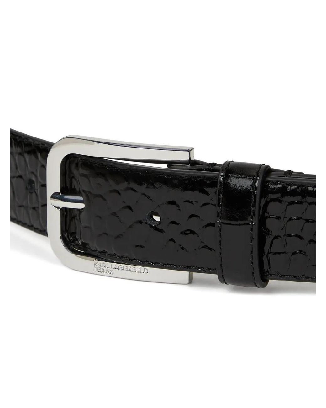 Karl Lagerfeld Black Croc-Effect Leather Belt