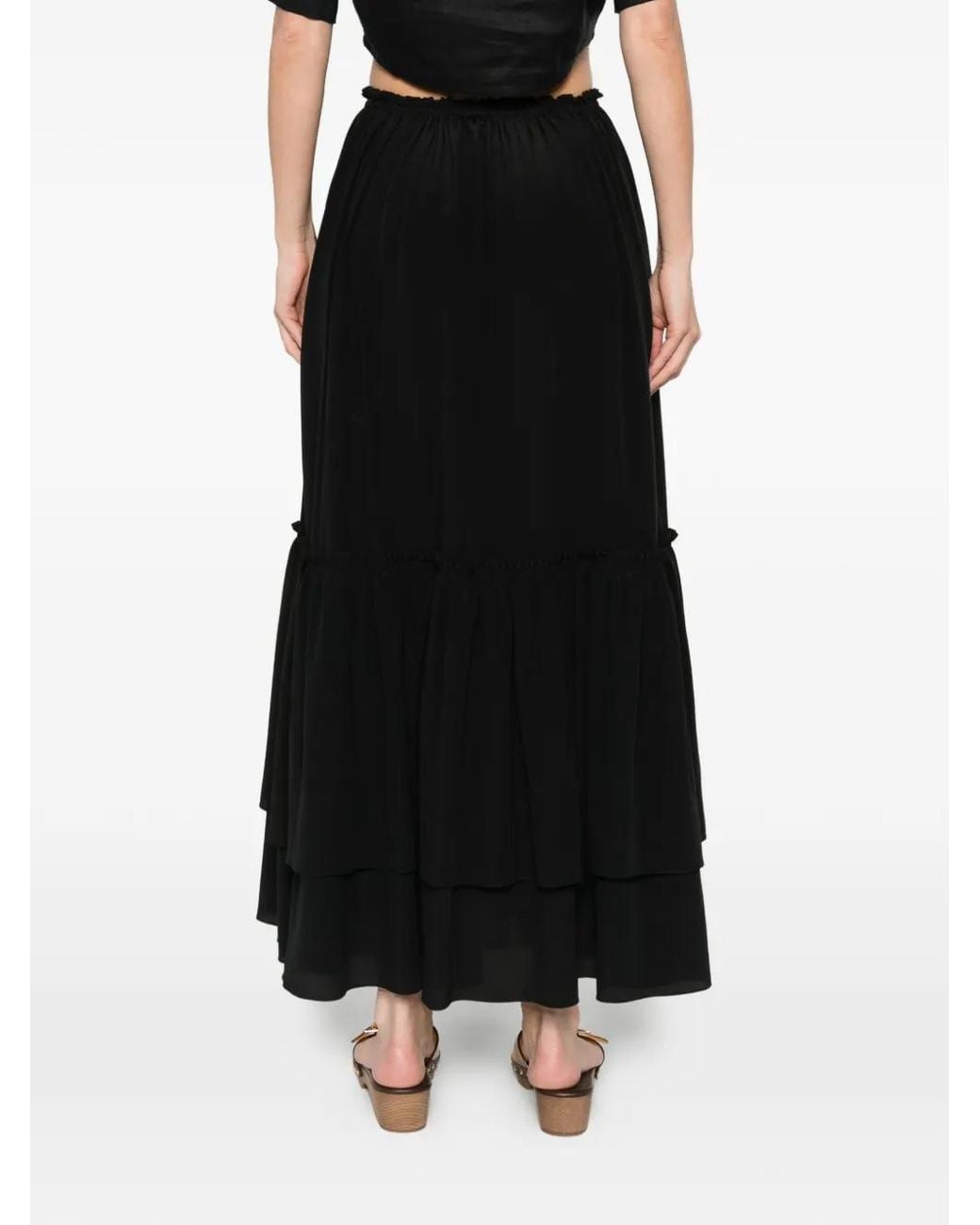 Chloé Black Long Ruffled Skirt