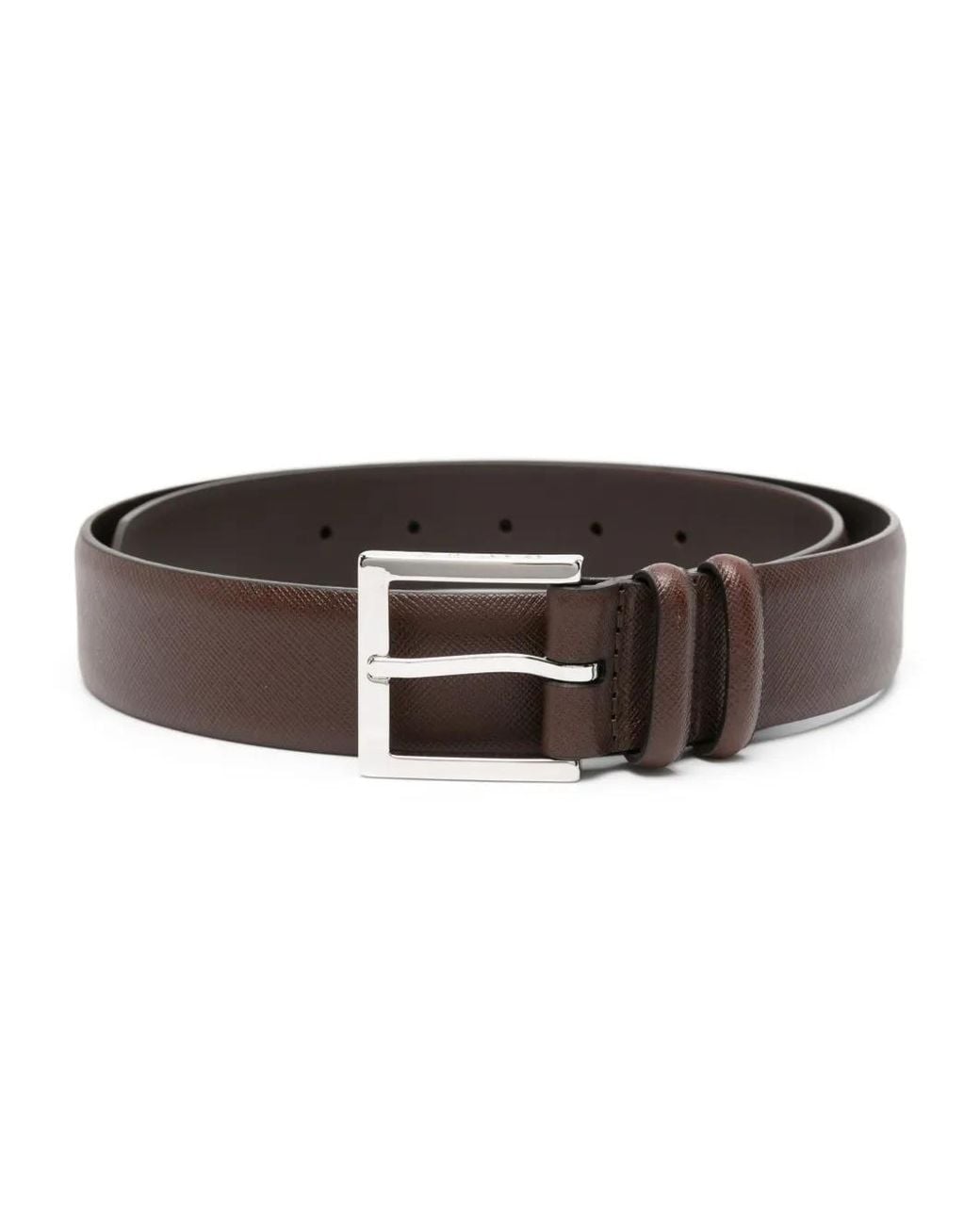 Orciani Brown Saffiano Leather Belt for men