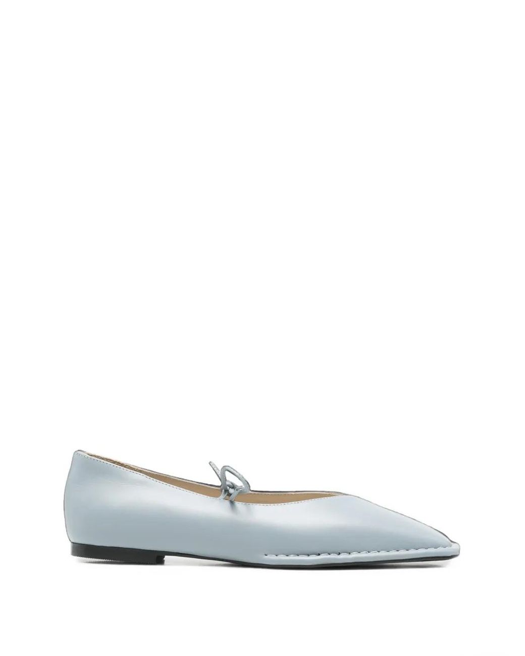 Alohas White Bow-Detail Square-Toe Ballet Flats
