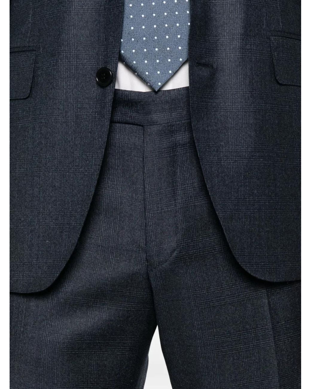 Canali Blue Checked Single-Breasted Suit for men